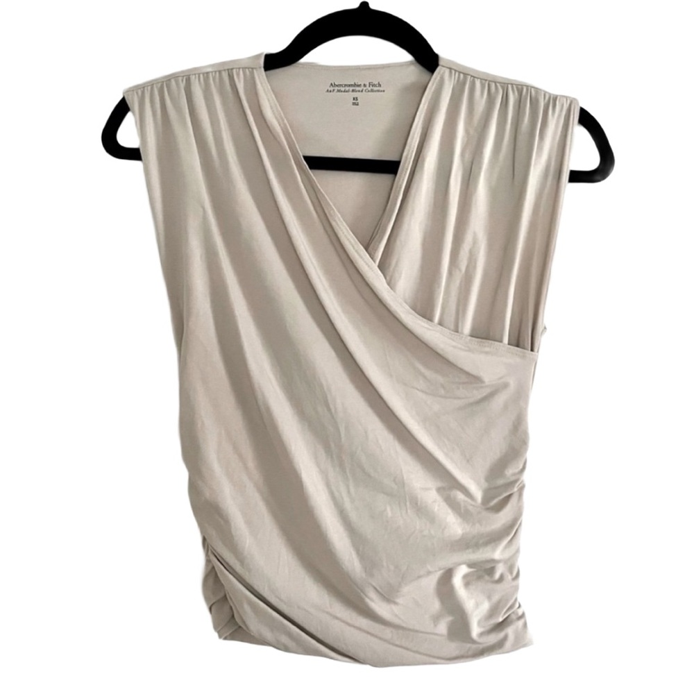 Abercrombie & Fitch Cotton-Modal Ruched Wrap Top